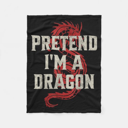 Pretend I'm A Dragon Funny Lazy Halloween Costume Fleecedecke (Vorderseite)