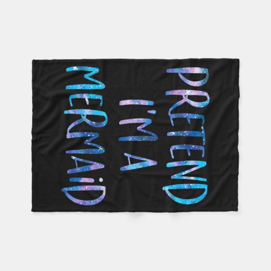 Pretend I'm A Mermaid Lazy Funny Mermaid Halloween Fleecedecke (Vorderseite (Horizontal))