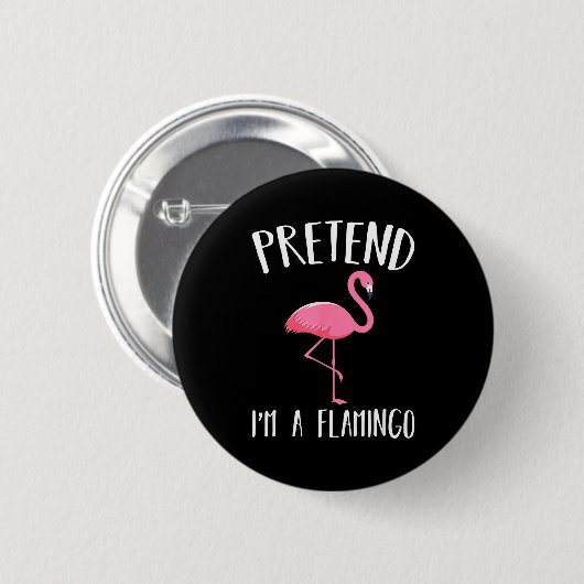 Pretend I'm A Nk Flamingo Funny Halloween Costume Button (Vorne & Hinten)