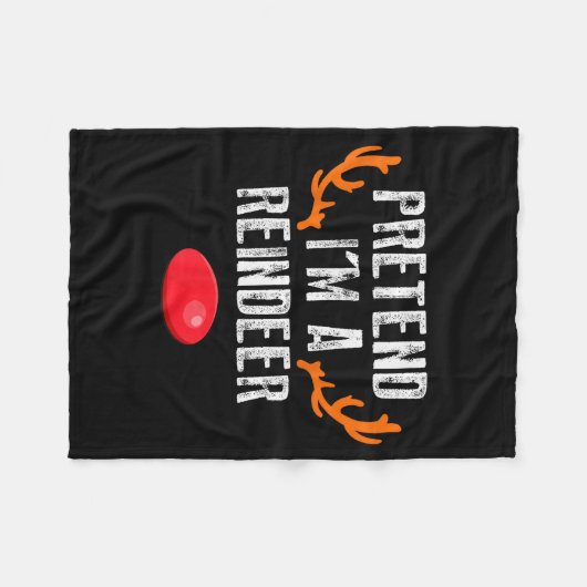 Pretend I'm A Reindeer Funny Lazy Christmas Mens W Fleecedecke (Vorderseite (Horizontal))