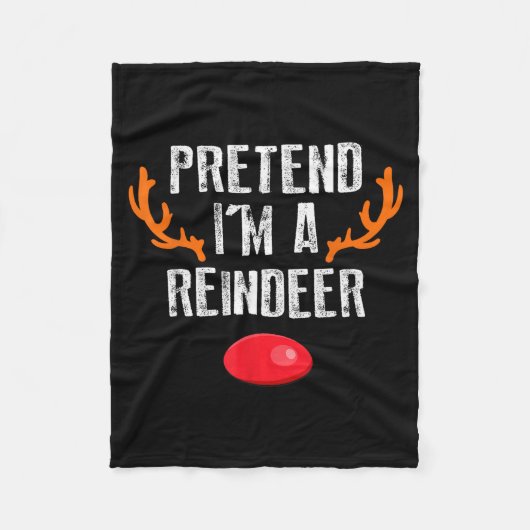 Pretend I'm A Reindeer Funny Lazy Christmas Mens W Fleecedecke (Vorderseite)