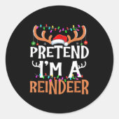 Pretend I'm A Reindeer Lazy Mens Womens Christmas Runder Aufkleber (Vorderseite)