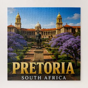 Pretoria Union Buildings und Jacaranda-Blüten Puzzle