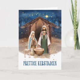 Prettige Kerstdagen. Krippe Scene Card in Niederlä Feiertagskarte