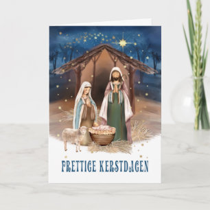 Prettige Kerstdagen. Krippe Scene Card in Niederlä Feiertagskarte