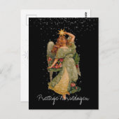 Prettige Kerstdagen Vintag Angel Stars Night Sky Postkarte (Vorne/Hinten)
