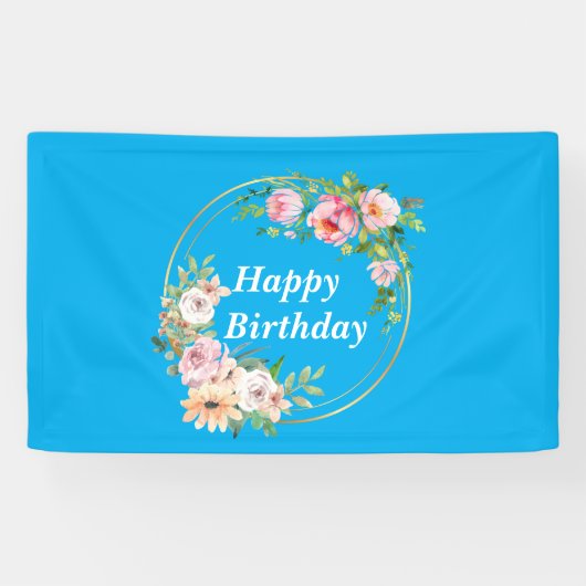 Prettty Pink & Gold Blume Wreath Banner (Horizontal)