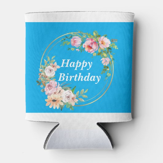 Prettty Pink & Gold Blume Wreath Cooler Dosenkühler (Vorderseite)