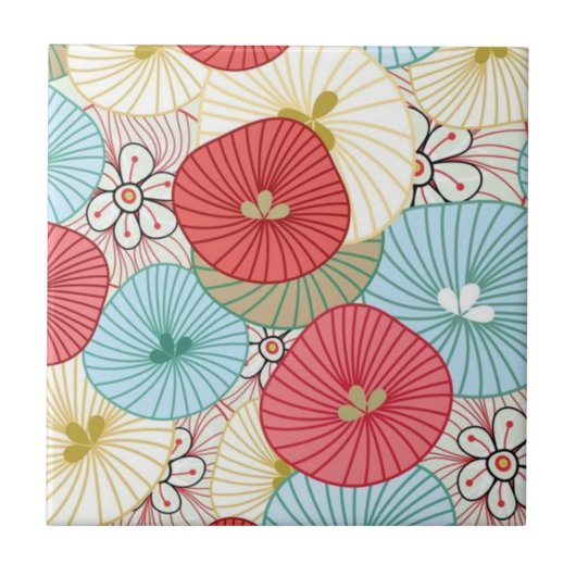 Pretty Abract Colorful Busy Floral Pattern Fliese (Vorderseite)