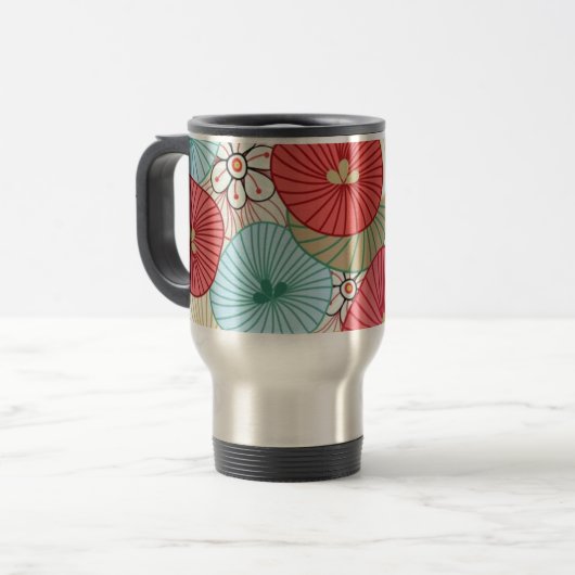Pretty Abract Colorful Busy Floral Pattern Reisebecher (Vorderseite Links)