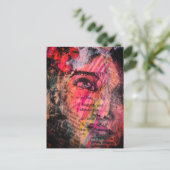 pretty and colorful abstract face mixed media postkarte (Stehend Vorderseite)