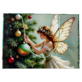 Pretty Angel Fairy Christmas Große Geschenktüte (Rückseite)