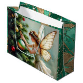 Pretty Angel Fairy Christmas Große Geschenktüte (Vorderseite Schrägansicht)