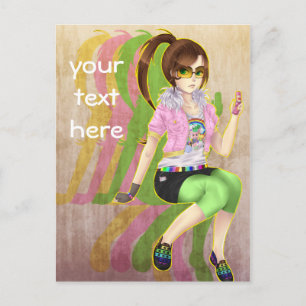 Pretty anime girl fashion victim post card postkarte