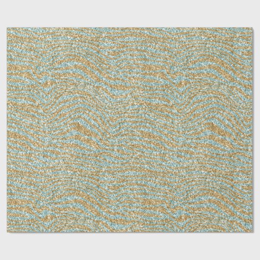 Pretty Aqua Mint Gold Glitter Zebra Print Geschenkpapier (Flach)