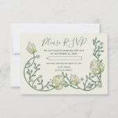 Pretty art nouveau flowers rsvp card karte (Vorderseite)