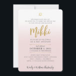 PRETTY Bat Mitzvah pale pink gold elegant script Einladung<br><div class="desc">by kat massard >>> WWW.SIMPLYSWEETPAPERIE.COM <<< An elegant, simple design for your Daughter's Bat Mitzvah Love the design, but would like to see some changes - another color scheme, product, add a photo or adapted for a different occasion - no worries simply contact me, kat@simplysweetPAPERIE.com - I am happy to...</div>