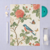 Pretty Bird and Butterflies with Peony Branches Seidenpapier (Handwerk)