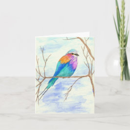 Pretty Bird, Lilac Breasted Roller, Watercolor Art Karte