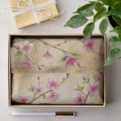 Pretty Bird Perched on Pink Floral Branch Seidenpapier (Geschenk)