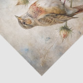 Pretty Bird Perched on Purple Thistle Flowers Seidenpapier (Ausschnitt)