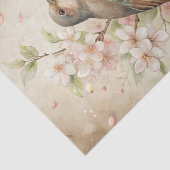 Pretty Bird Perched on White Floral Branch Seidenpapier (Ausschnitt)