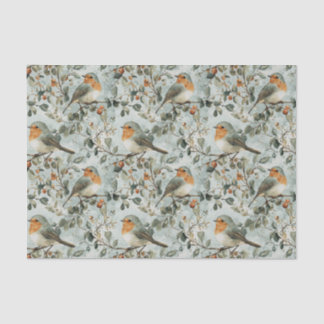 Pretty Birds on Branches Warm Fall Colors Pattern Seidenpapier