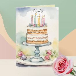 Pretty Birthday Card with Optional Custom Name Karte