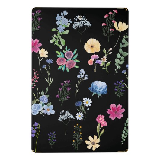 Pretty Black Floral Mini Klemmbrett (Rückseite)