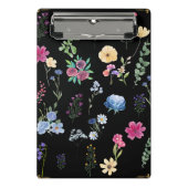 Pretty Black Floral Mini Klemmbrett (Vorderseite)