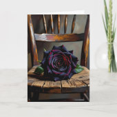 Pretty Black Rose on Rustic Chair Valentine's Day Karte (Vorderseite)