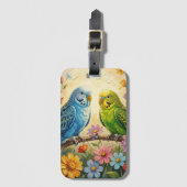 Pretty  Blue and Green Parakeets  Gepäckanhänger (Vorderseite Vertikal)