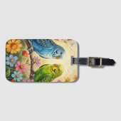 Pretty  Blue and Green Parakeets  Gepäckanhänger (Vorderseite (Horizontal))