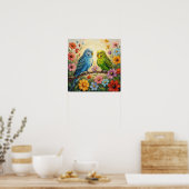 Pretty  Blue and Green Parakeets  Poster (Küche)