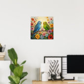 Pretty  Blue and Green Parakeets  Poster (Heimbüro)