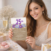 Pretty Blue and Purple Peony 25th Birthday Einladung