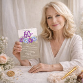 Pretty Blue and Purple Peony 60th Birthday Einladung