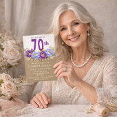 Pretty Blue and Purple Peony 70th Birthday Einladung