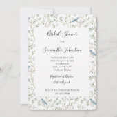 Pretty Blue Birds Dream Bridal Shower Einladung (Vorderseite)