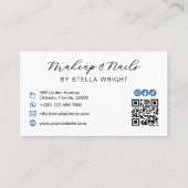 Pretty Blue Bow Beauty QR Code Visitenkarte (Rückseite)