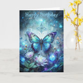 Pretty Blue Butterfly Karte (Gelbe Blume)