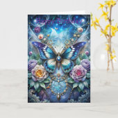 Pretty Blue Butterfly Karte (Gelbe Blume)