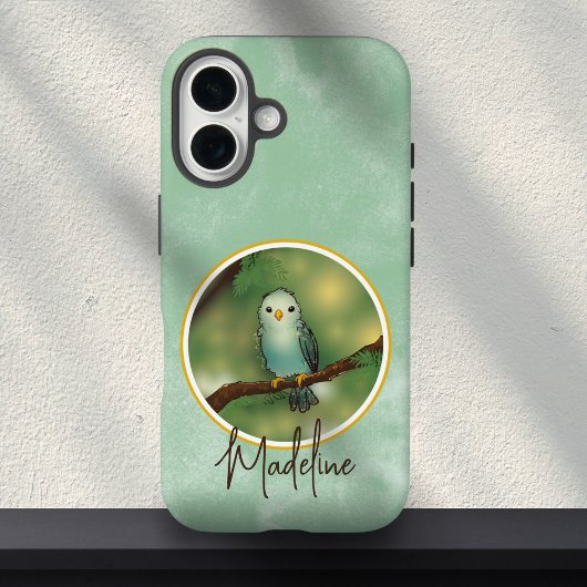 Pretty Blue Cute Bird Painting Custom Name Case-Mate iPhone Hülle