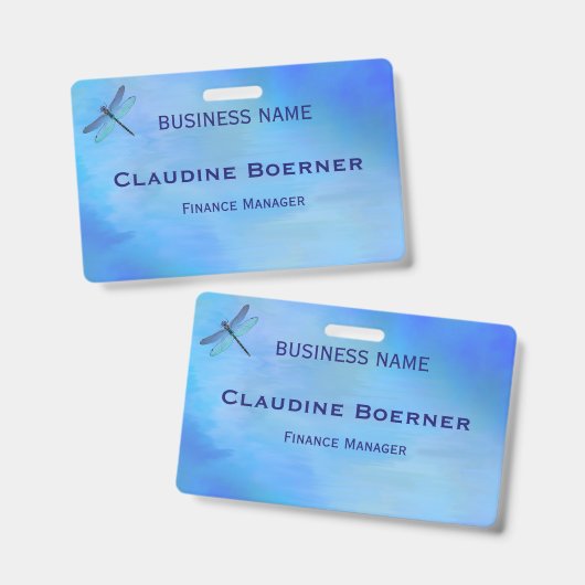 Pretty Blue Dragonfly Business Artist Crafter Ausweis (Vorder- & Rückseite)