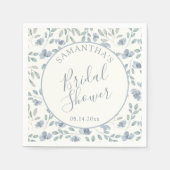 Pretty Blue Floral Bridal Shower Serviette (Vorderseite)