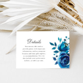 Pretty Blue Floral Calligraphy Quinceanera Details RSVP Karte