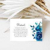 Pretty Blue Floral Calligraphy Quinceanera Details RSVP Karte