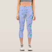 Pretty Blue Floral Garden Capri Leggings (Vorderseite)