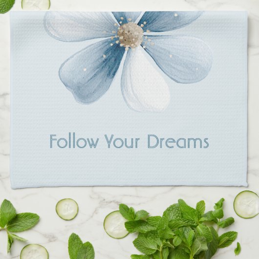 Pretty Blue Flower Geschirrtuch (Gefaltet)