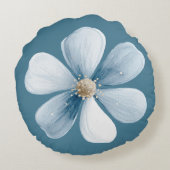 Pretty Blue Flower Rundes Kissen (Rückseite)